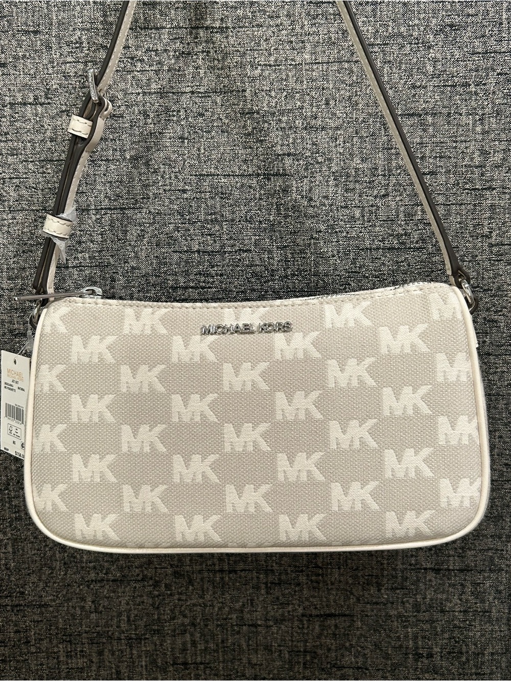Michael Kors Cream MK Logo Shoulder Bag - Picture 2 of 14